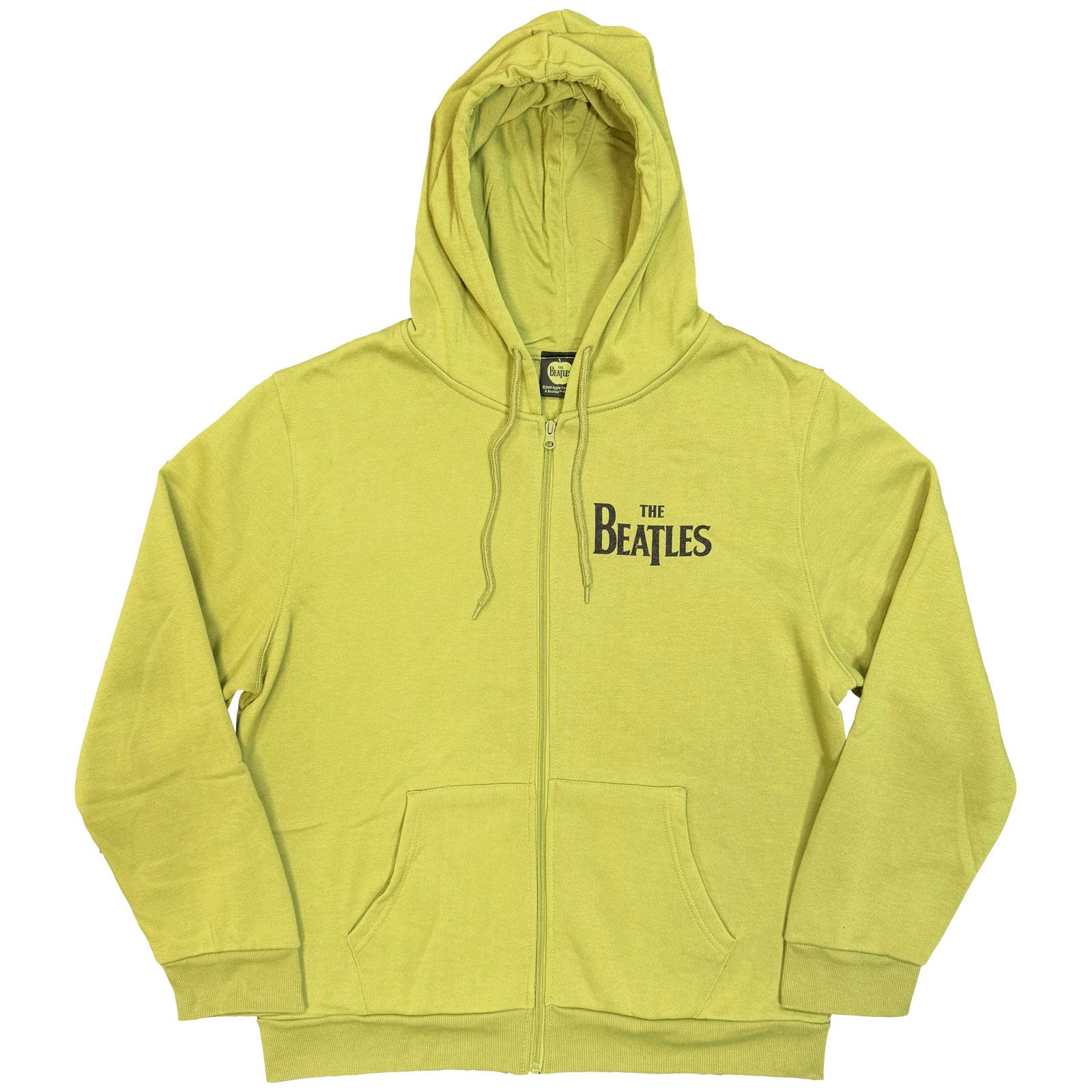 The Beatles Unisex Zipped Hoodie: Drop T Logo (Green) (Back Print)
