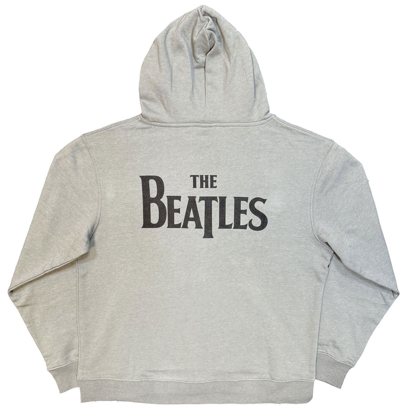 The Beatles Unisex Zipped Hoodie: Drop T Logo (Grey) (Back Print)