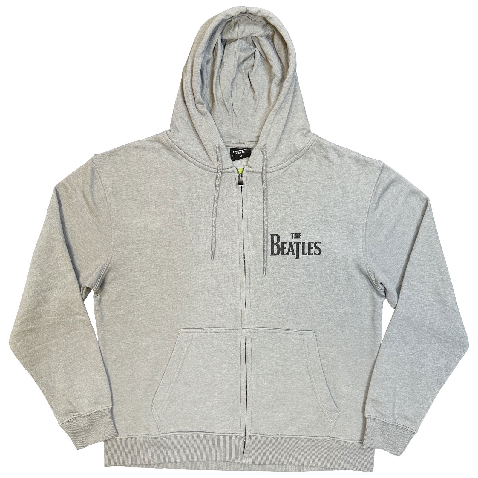 The Beatles Unisex Zipped Hoodie: Drop T Logo (Grey) (Back Print)
