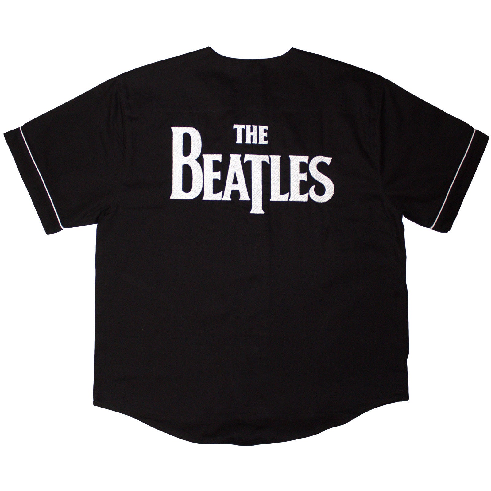 The Beatles Unisex Baseball Jersey: Apple Logo / Walking (Black) (Back Print)
