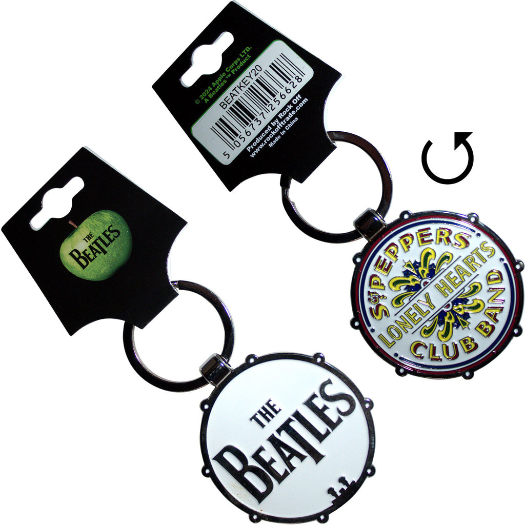 The Beatles Keychain: Drop T/Sgt Pepper Drum (Double Sided)