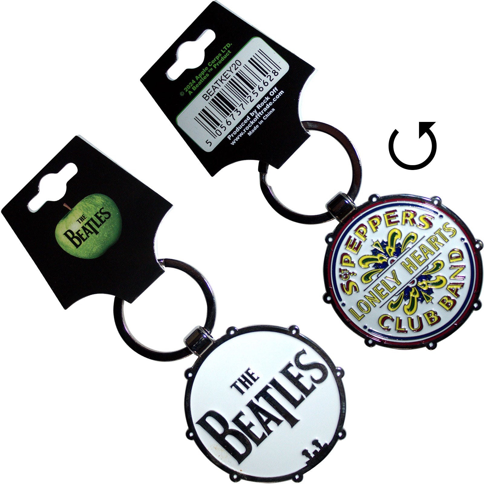 The Beatles Keychain: Drop T/Sgt Pepper Drum (Double Sided)