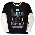 The Beatles Unisex 2 In 1 Layered Long Sleeve T-Shirt: Abbey Road Infill (Black & White) (Sleeve Print)