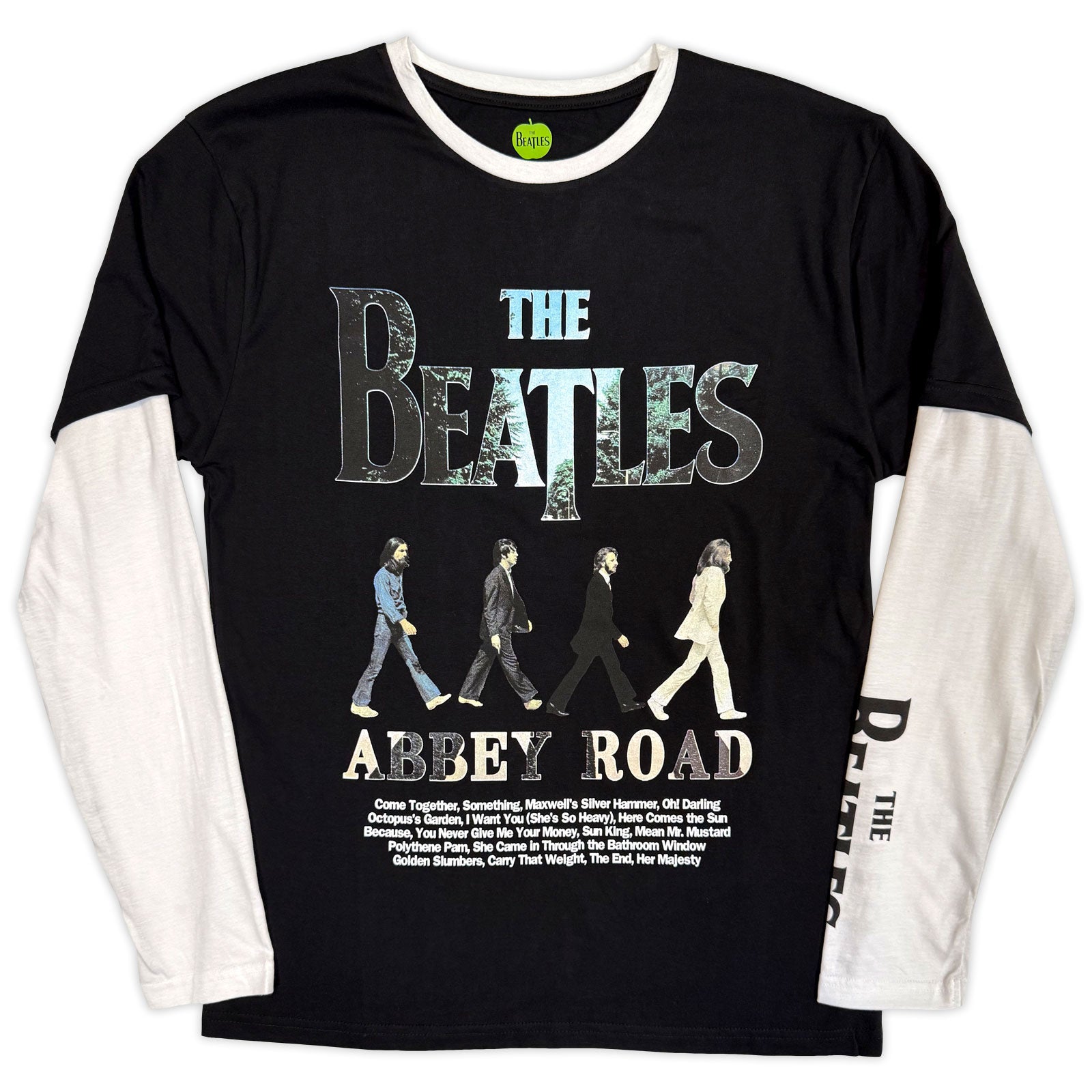 The Beatles Unisex 2 In 1 Layered Long Sleeve T-Shirt: Abbey Road Infill (Black & White) (Sleeve Print)