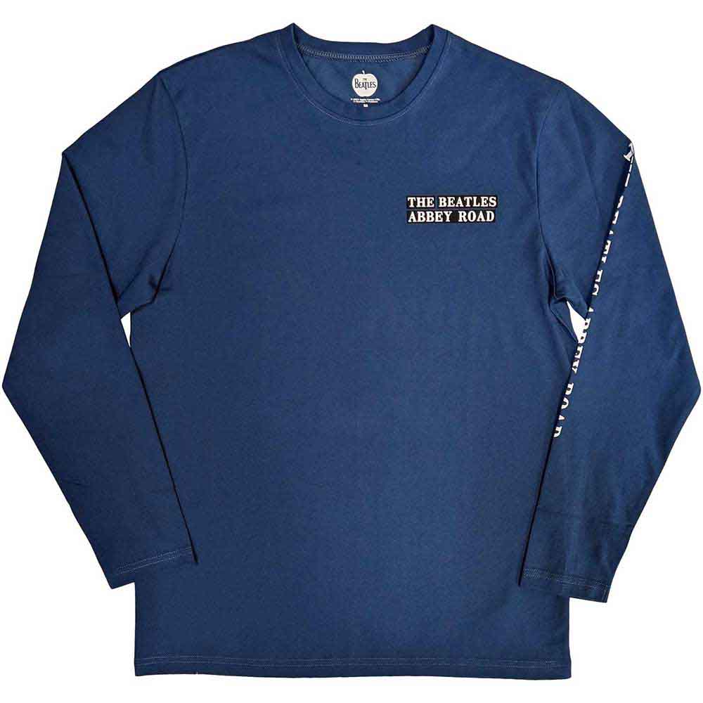 The Beatles Unisex Long Sleeve T-Shirt: Abbey Road (Denim Blue) (Back & Sleeve Print)