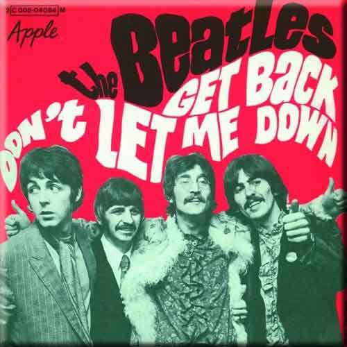 The Beatles Fridge Magnet: Get Back/Don't Let Me Down (Red) (Red)