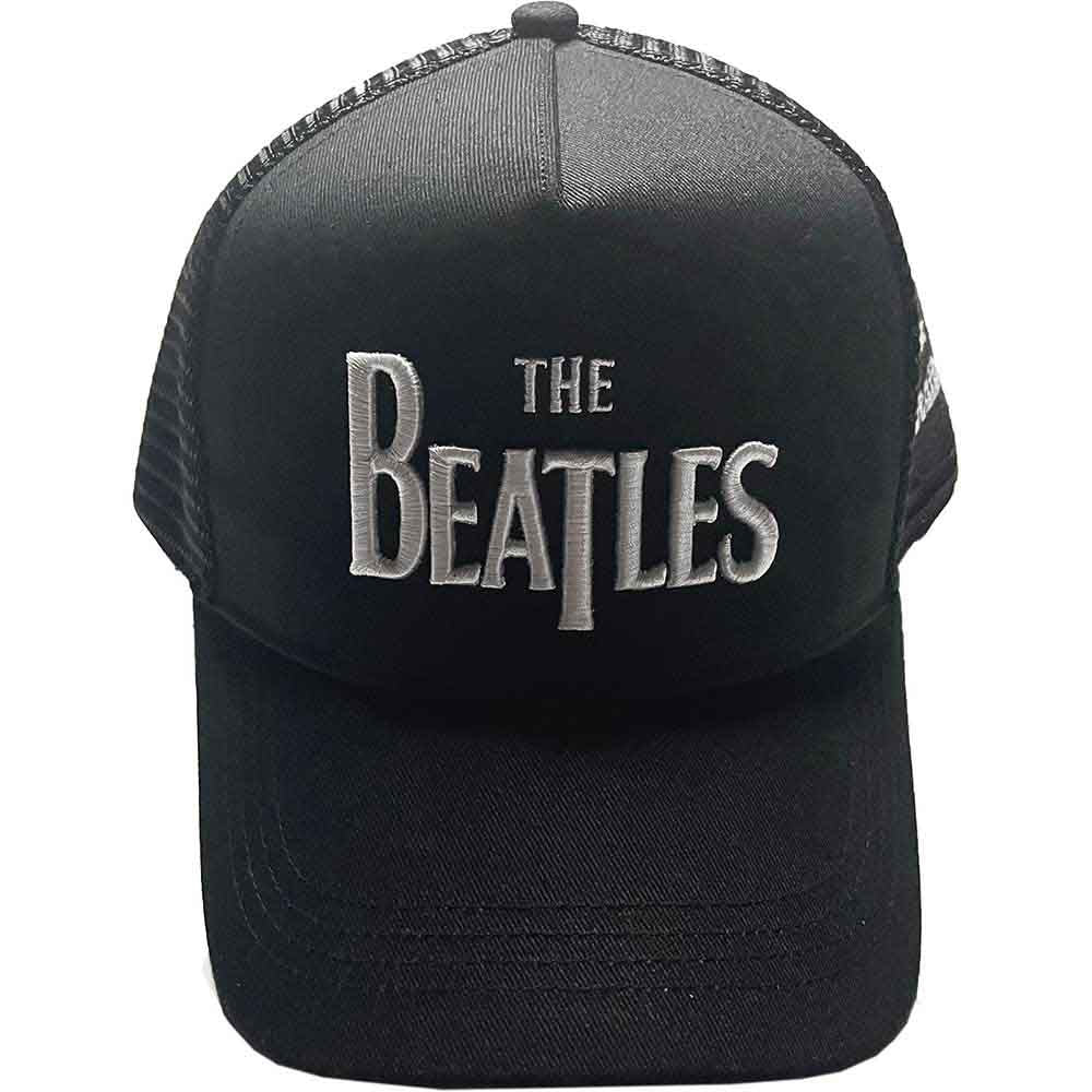 The Beatles Unisex Mesh Back Cap: Drop T Logo & Apple (Black)