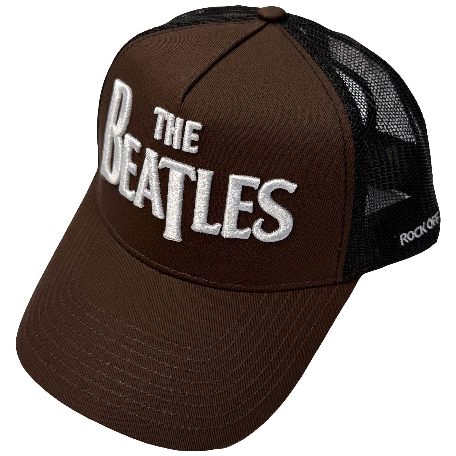 The Beatles Unisex Mesh Back Cap: Drop T Logo & Apple (Brown & Black)