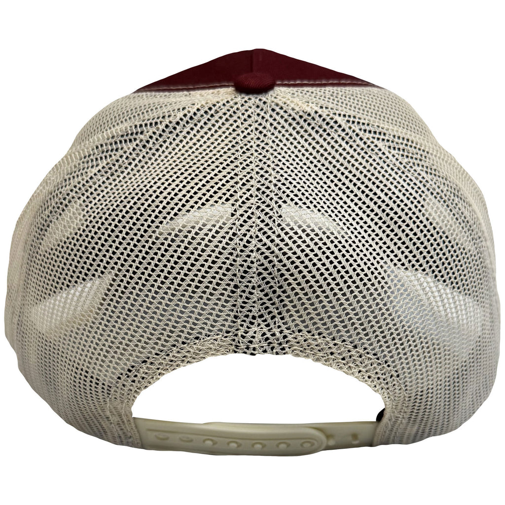 The Beatles Unisex Mesh Back Cap: Drop T Logo & Apple (Maroon Red & Natural)