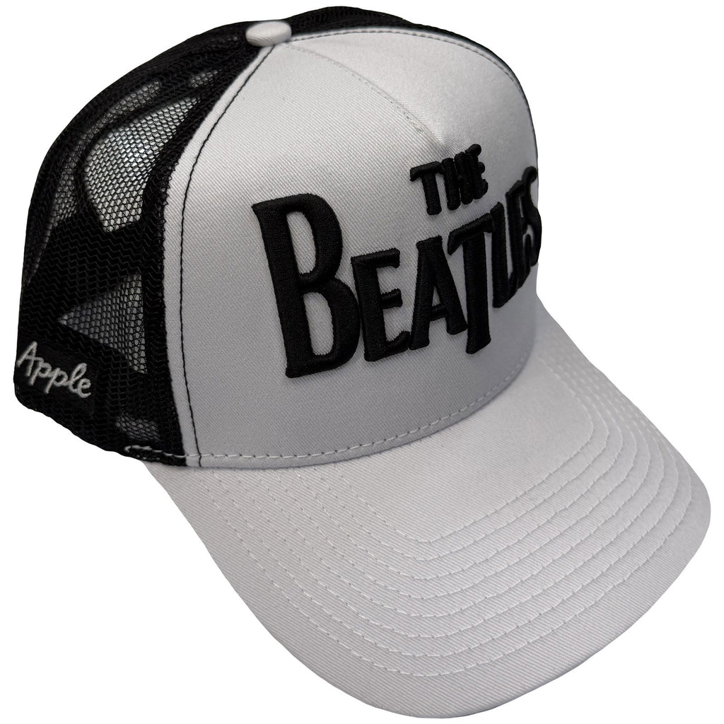 The Beatles Unisex Mesh Back Cap: Drop T Logo & Apple (Black & White)