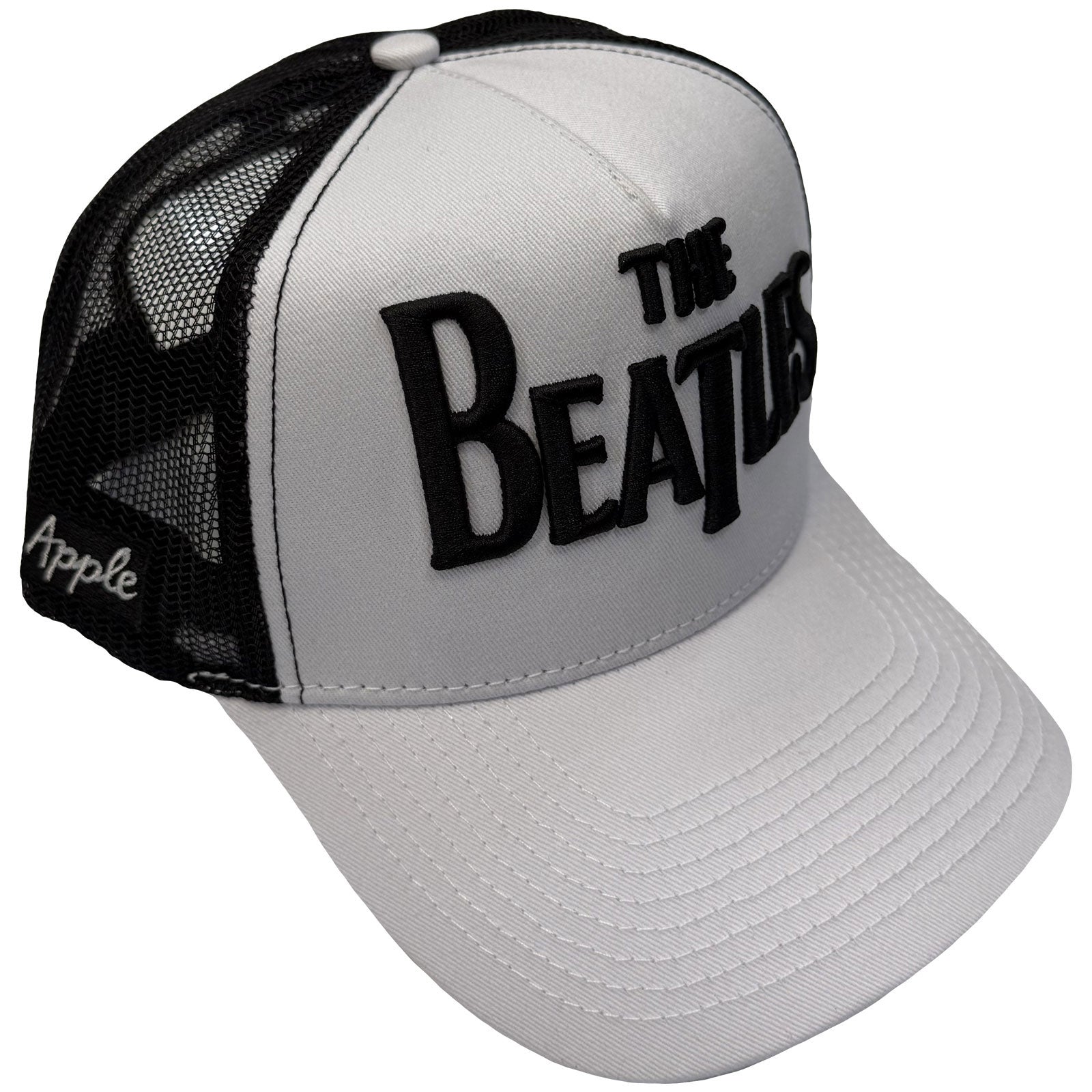 The Beatles Unisex Mesh Back Cap: Drop T Logo & Apple (Black & White)