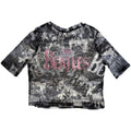 The Beatles Ladies Mesh Crop Top: All-Over-Print & Drop T Logo (White)