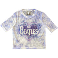 The Beatles Ladies Mesh Crop Top: Heart & Drop T Logo (White)