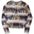 The Beatles Ladies Long Sleeve Mesh Crop Top: Anthology Colours Repeat (White) (All Round)