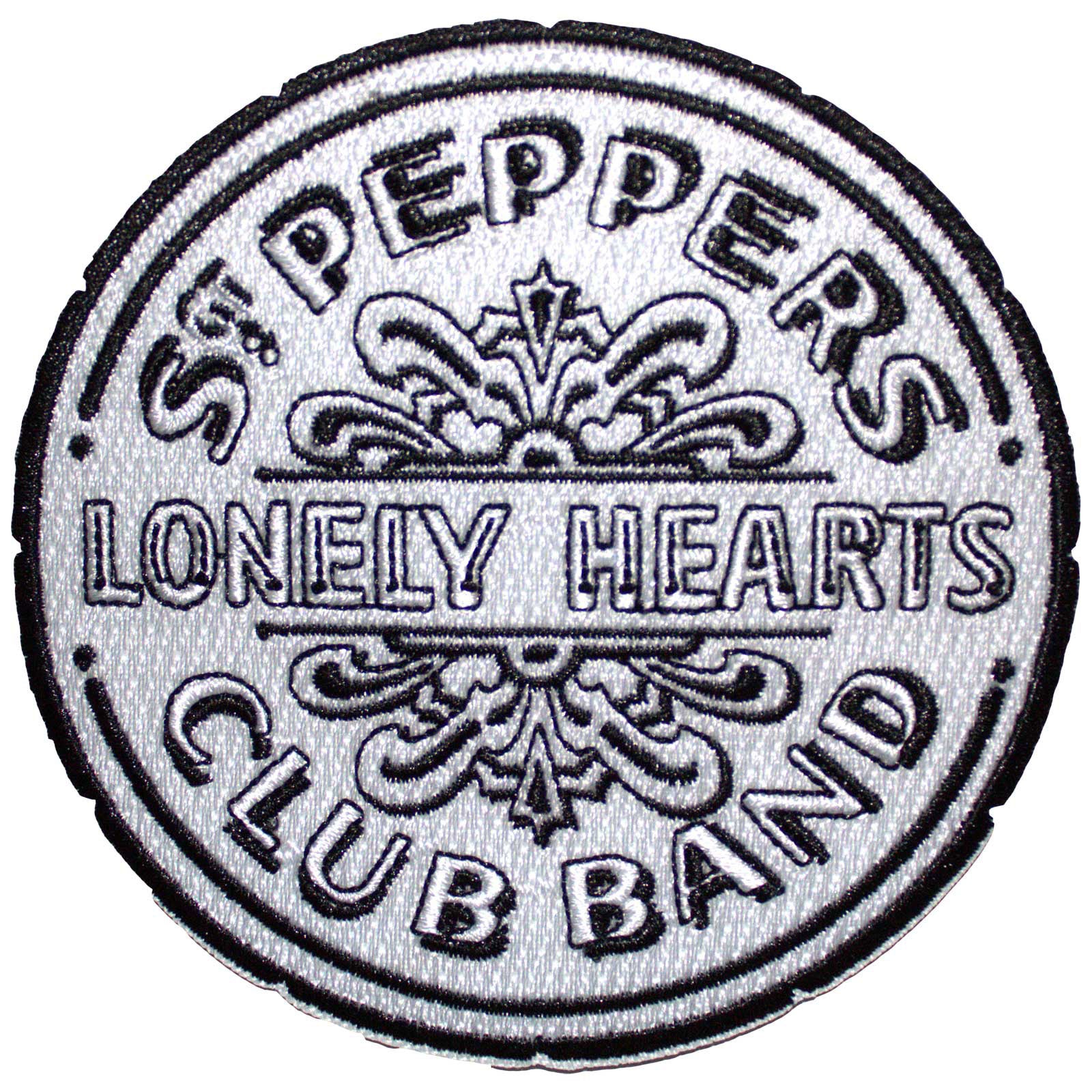 The Beatles Standard Patch: Sgt Pepper Drum B&W