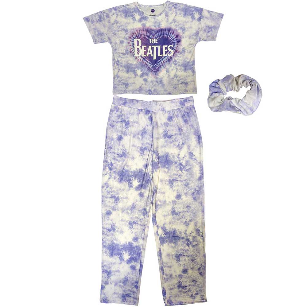 The Beatles Ladies Pyjamas: Heart & Drop T Logo (White)