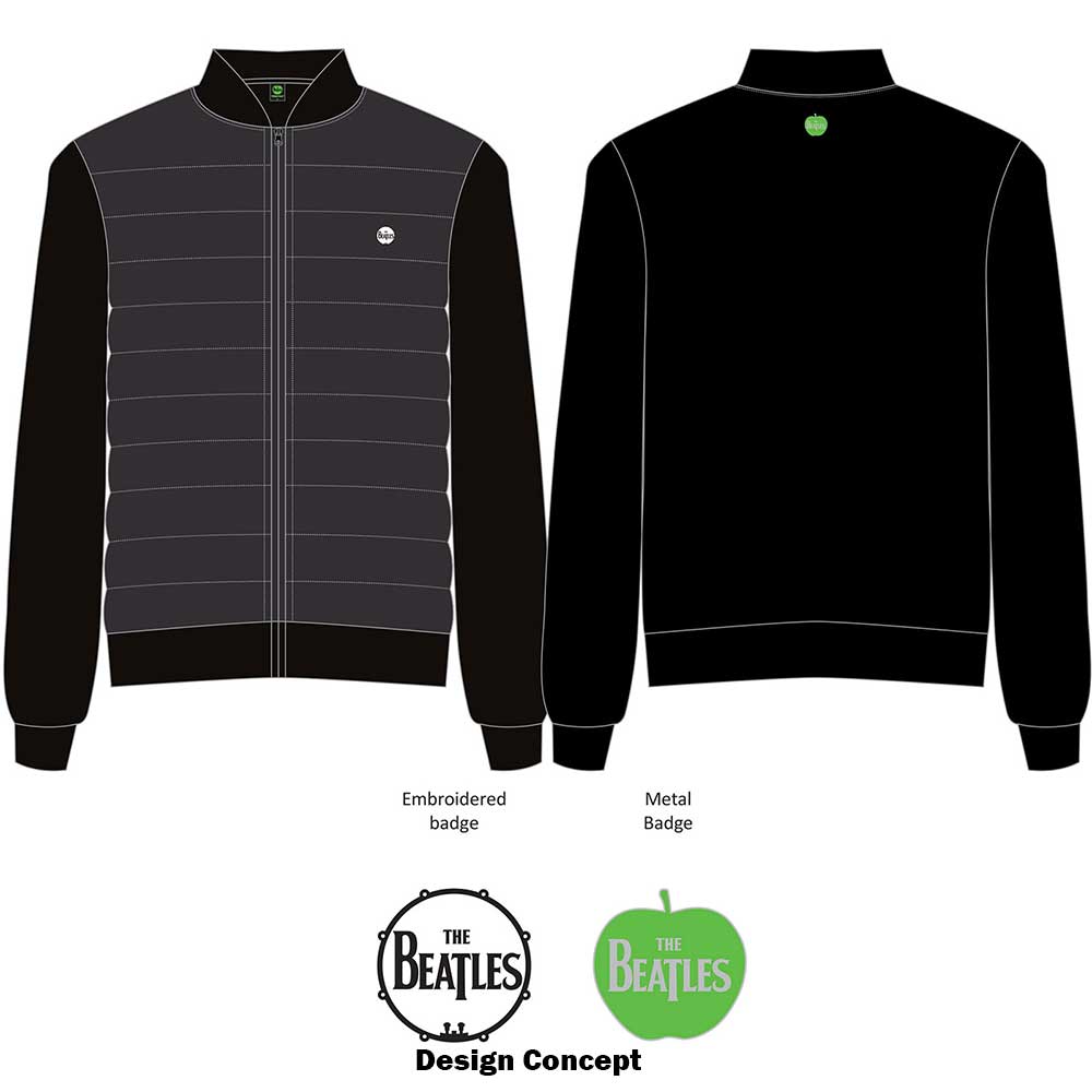 The Beatles Unisex Quilted Jacket: Drum Logo (Black)