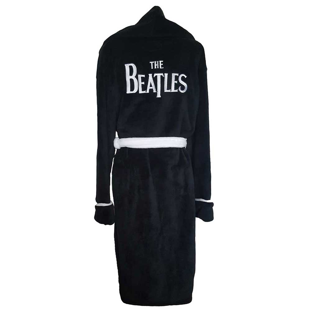 The Beatles Unisex Bathrobe: Drop T Logo (Black) (Back Print)