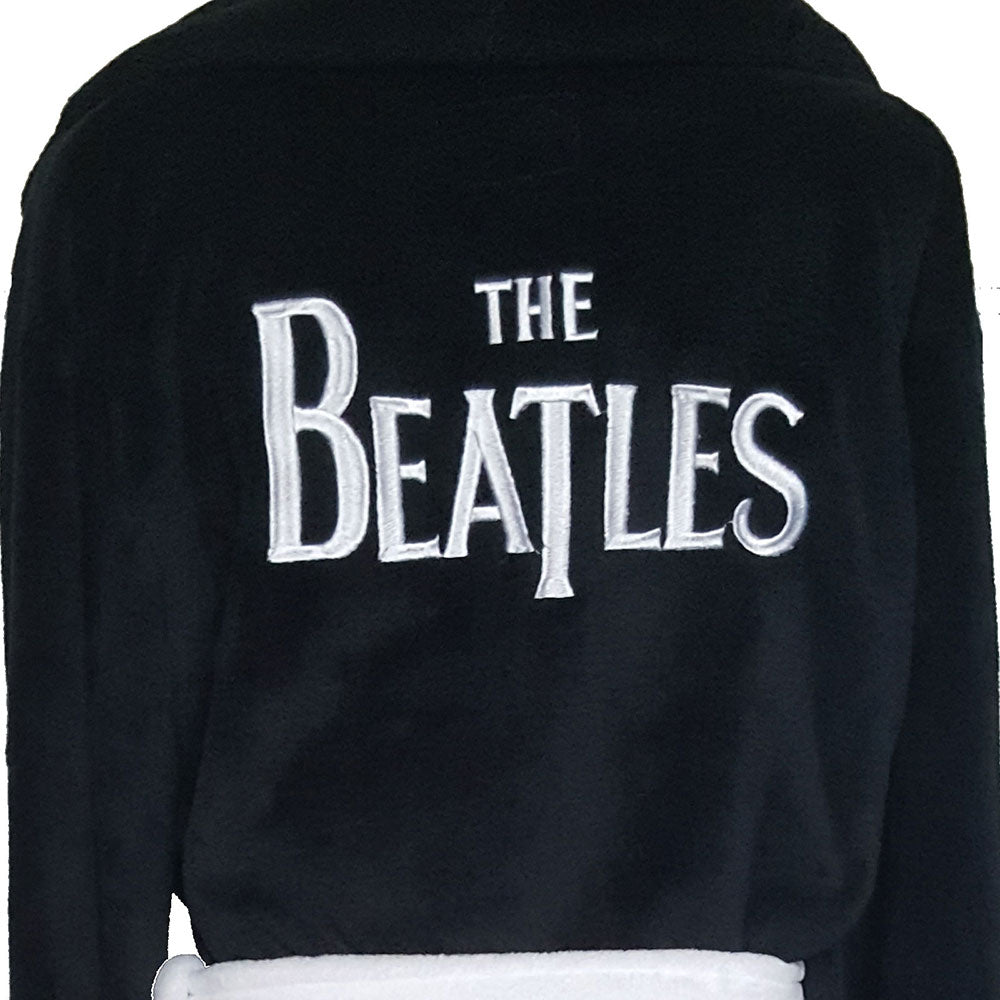 The Beatles Unisex Bathrobe: Drop T Logo (Black) (Back Print)
