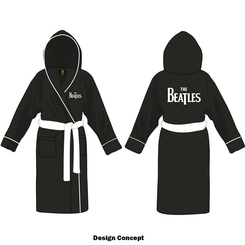 The Beatles Unisex Bathrobe: Drop T Logo (Black) (Back Print)