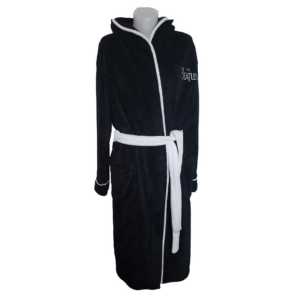 The Beatles Unisex Bathrobe: Drop T Logo (Black) (Back Print)