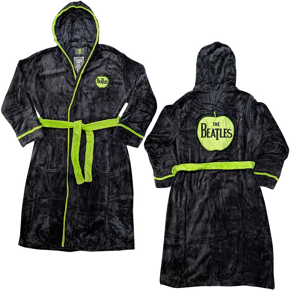 The Beatles Unisex Bathrobe: Apple (Black) (Back Print)