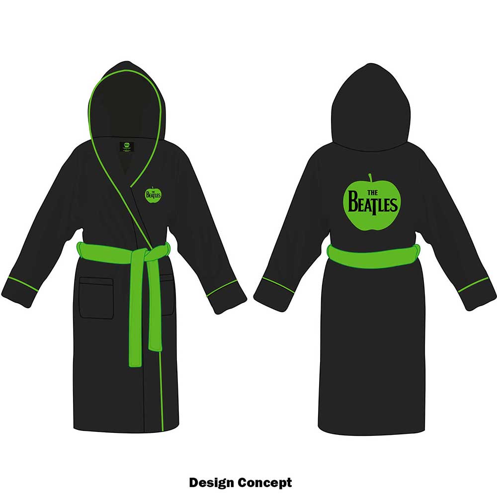 The Beatles Unisex Bathrobe: Apple (Black) (Back Print)