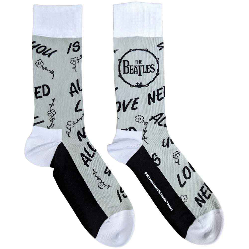 The Beatles Unisex Ankle Socks: AYNIL & Drum (Grey) (UK Size 4 - 7)