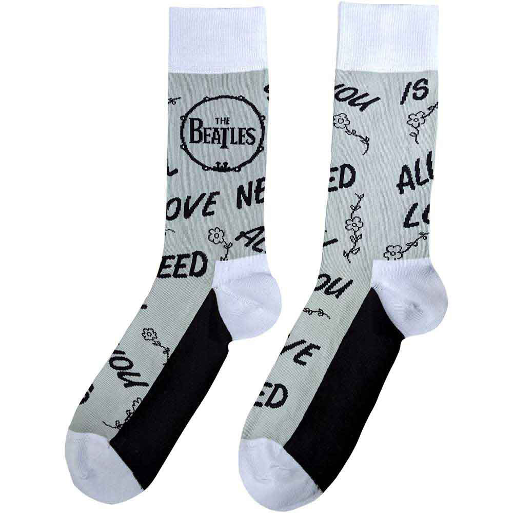 The Beatles Unisex Ankle Socks: AYNIL & Drum (Grey) (UK Size 4 - 7)