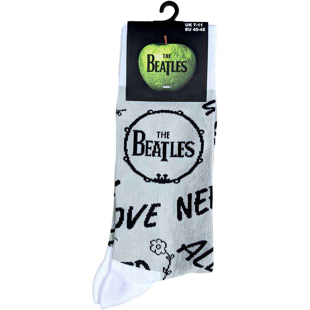 The Beatles Unisex Ankle Socks: All You Need Is Love & Drum (Grey) (UK Size 7 - 11)