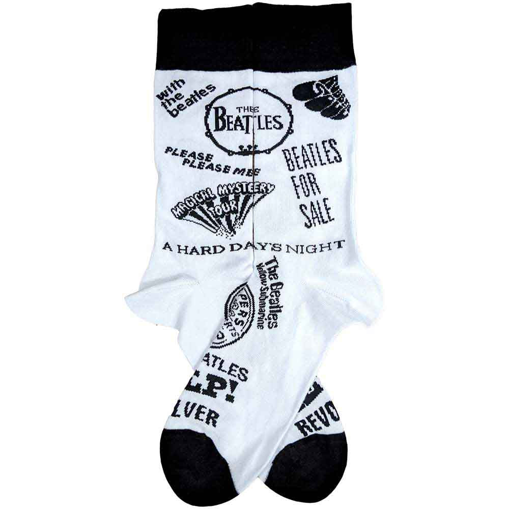 The Beatles Unisex Ankle Socks: Albums Monochrome (White) (UK Size 7 - 11)