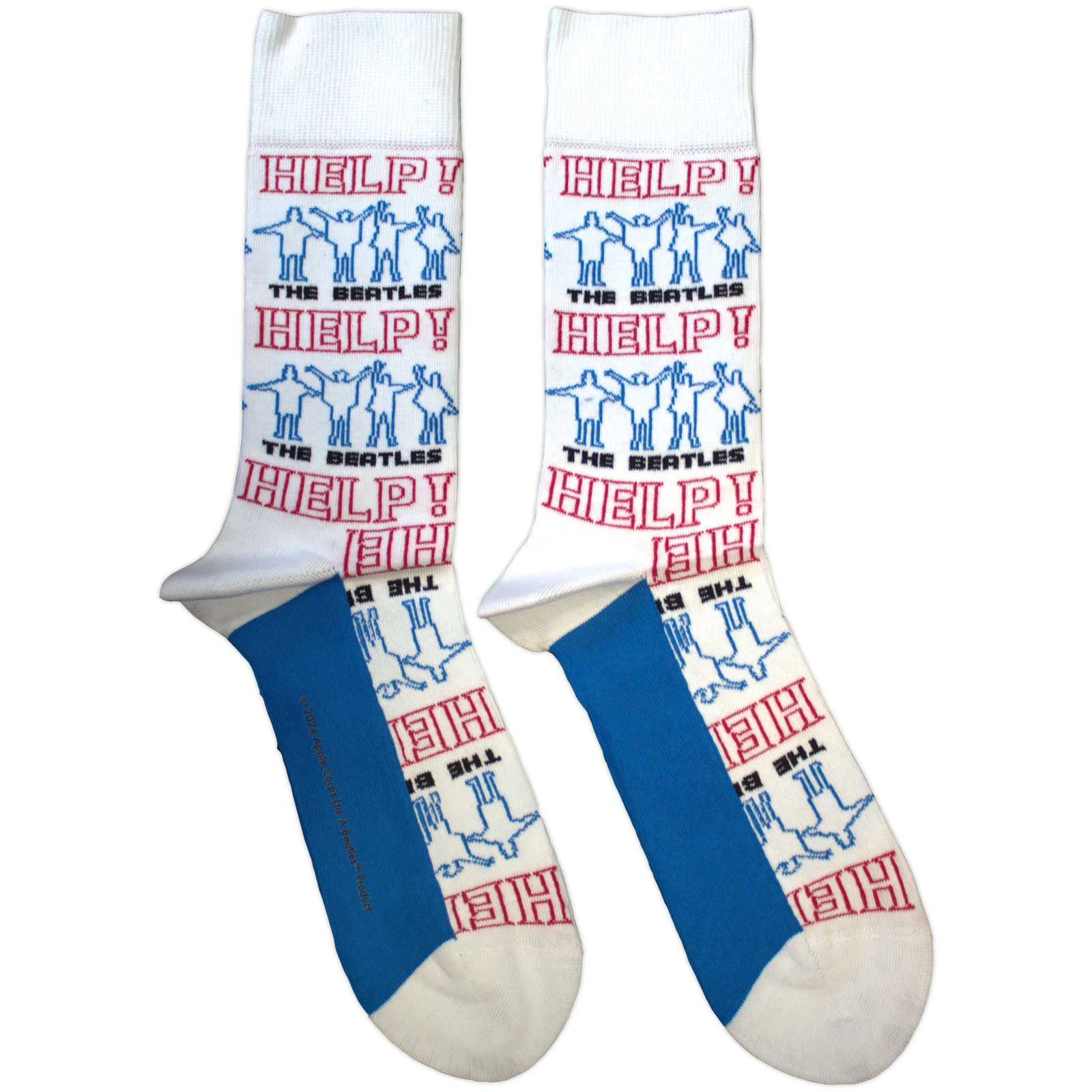 The Beatles Unisex Ankle Socks: Help! Outlines Repeat (White)