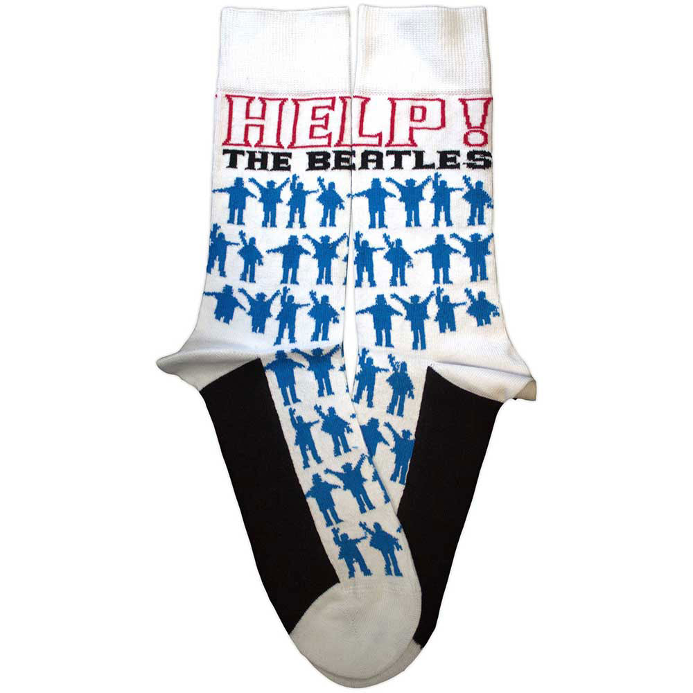 The Beatles Unisex Ankle Socks: Help Silhouettes Repeat (White) (UK Size 4 - 7)