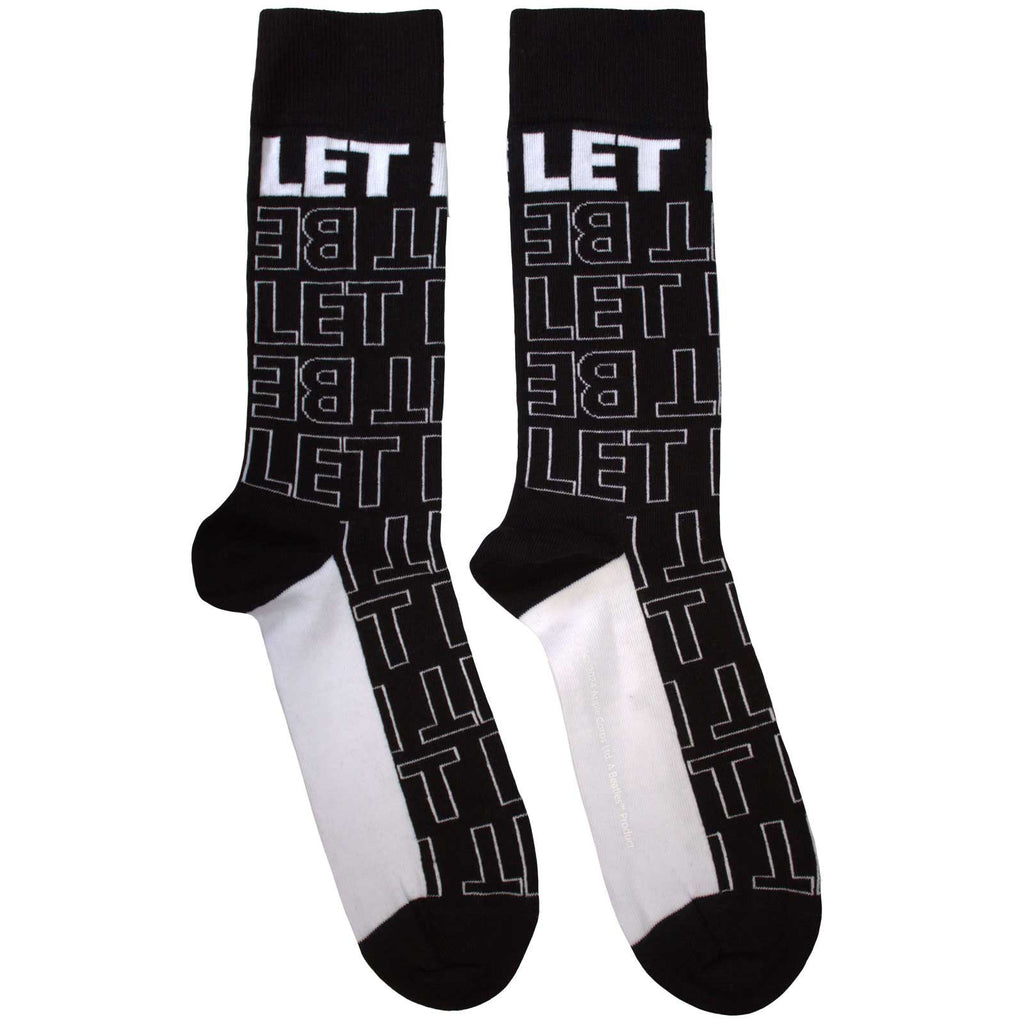 The Beatles Unisex Ankle Socks: Let It Be Text Outlines Repeat (Black)