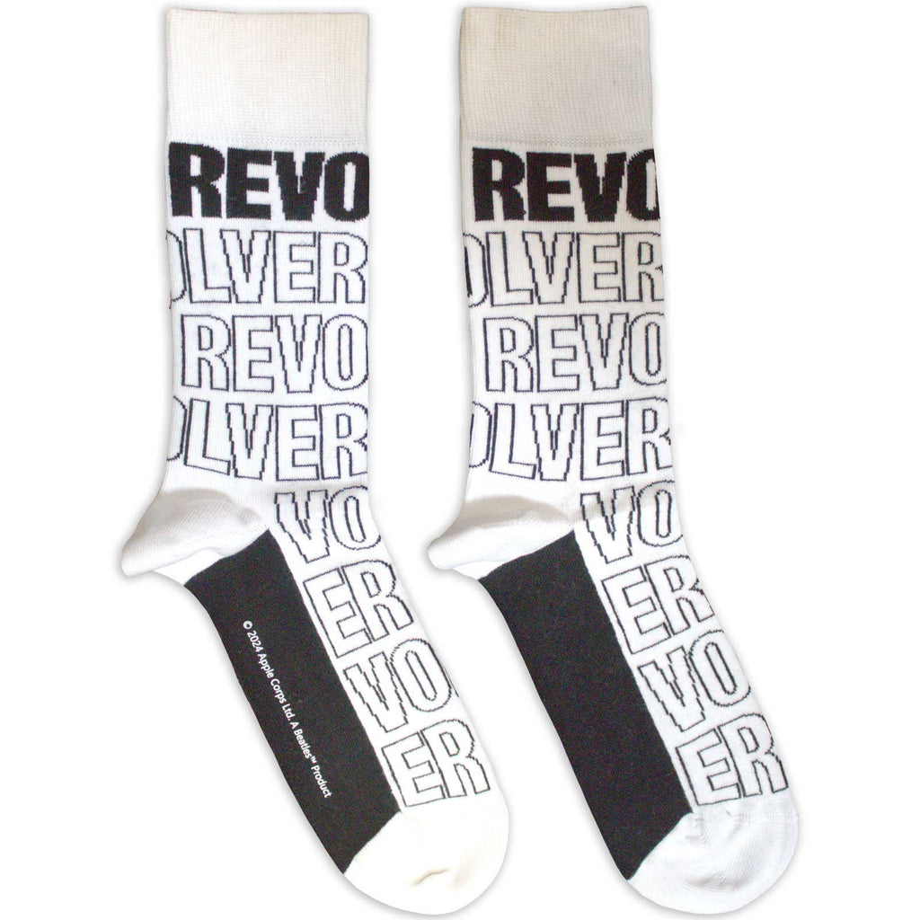 The Beatles Unisex Ankle Socks: Revolver Text Outlines Repeat (White) (UK Size 7 - 11)