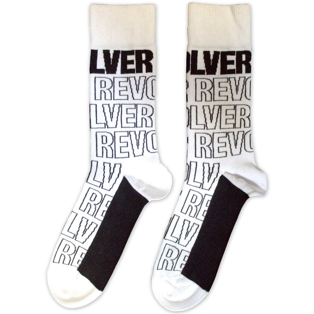 The Beatles Unisex Ankle Socks: Revolver Text Outlines Repeat (White) (UK Size 7 - 11)
