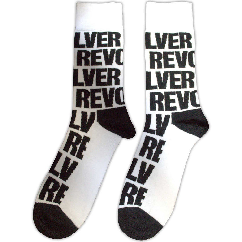 The Beatles Unisex Ankle Socks: Revolver Text Repeat (White) (UK Size 7 - 11)