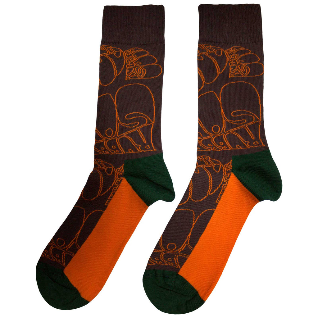 The Beatles Unisex Ankle Socks: Rubber Soul Text Outlines Repeat (Brown) (UK Size 7 - 11)