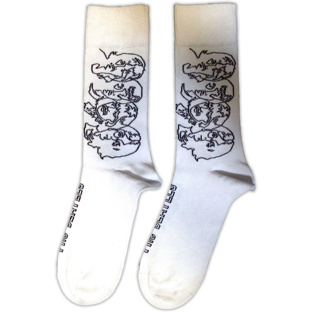 The Beatles Unisex Ankle Socks: White Album Faces Outlines (White) (UK Size 7 - 11)