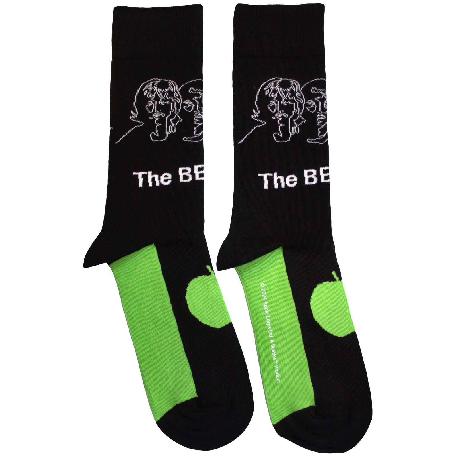 The Beatles Unisex Ankle Socks: White Album Faces Outlines & Apple (Black)