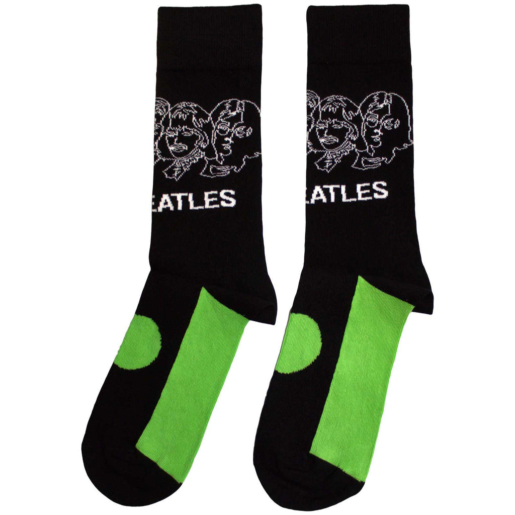The Beatles Unisex Ankle Socks: White Album Faces Outlines & Apple (Black)