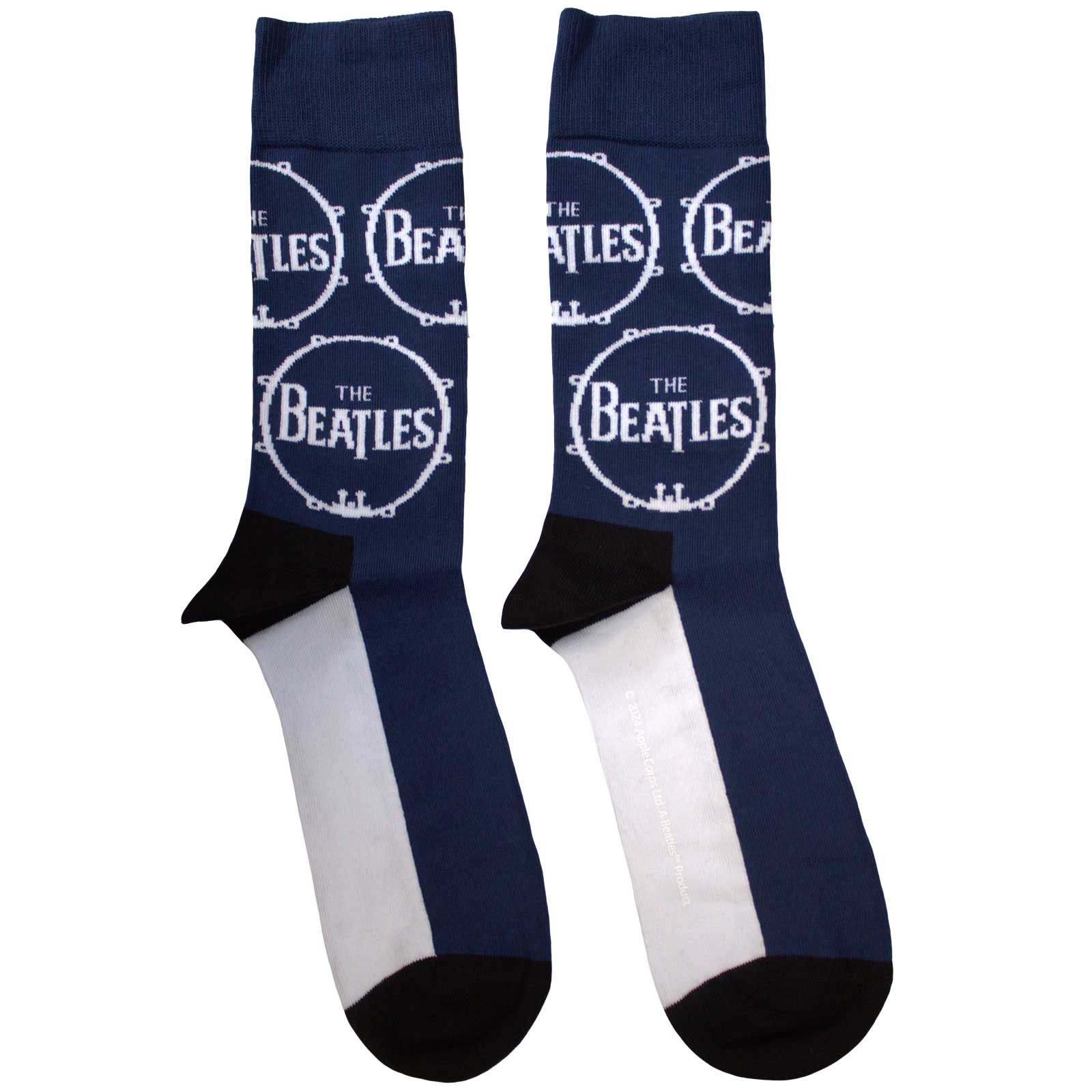 The Beatles Unisex Ankle Socks: Drum Logo Repeat (Navy Blue)