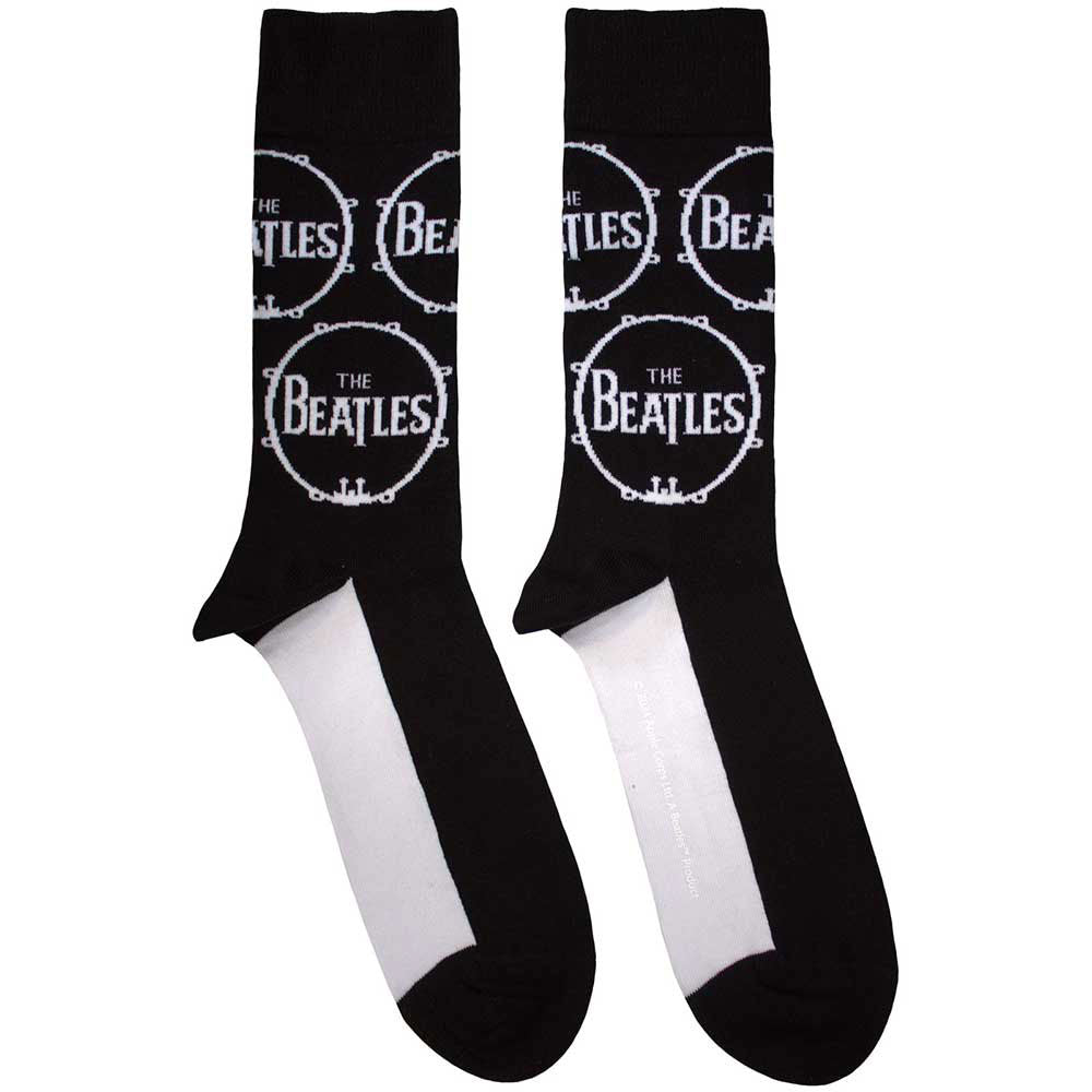 The Beatles Unisex Ankle Socks: Drum Logo Repeat (Black) (UK Size 4 - 7)