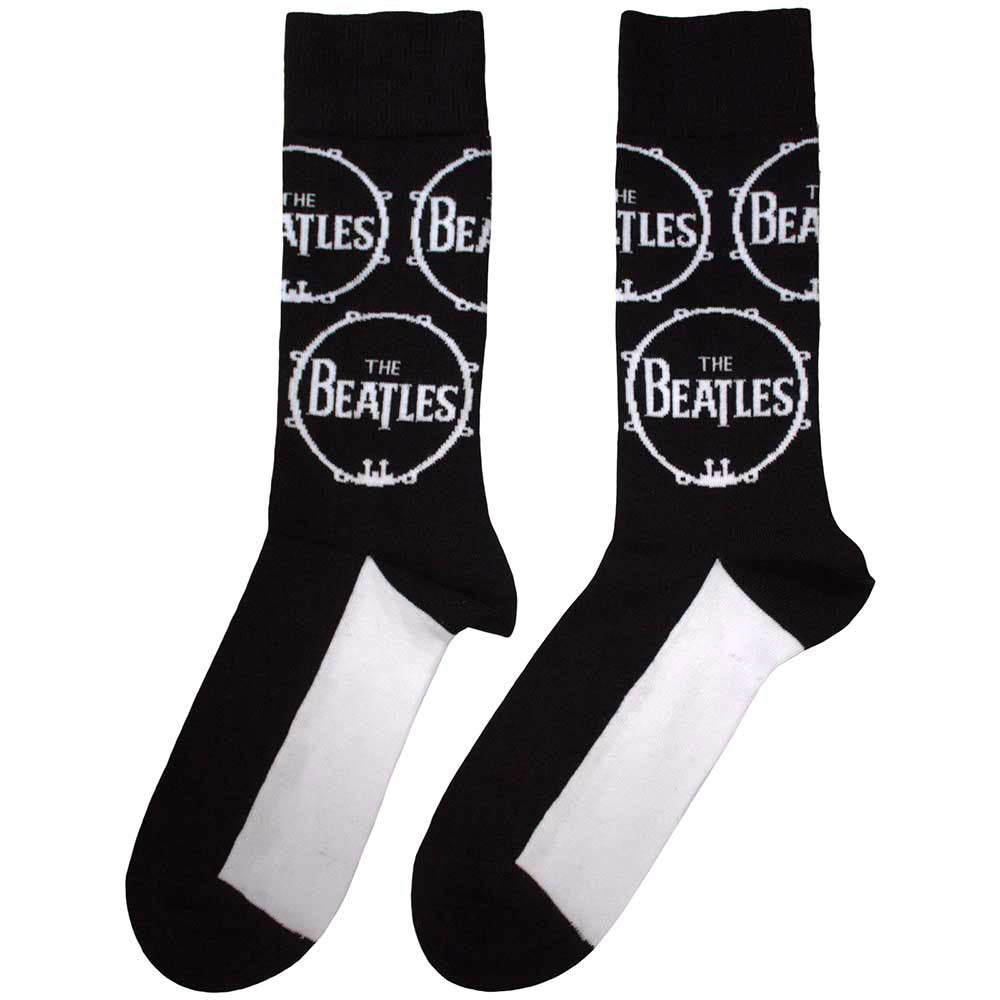 The Beatles Unisex Ankle Socks: Drum Logo Repeat (Black) (UK Size 4 - 7)
