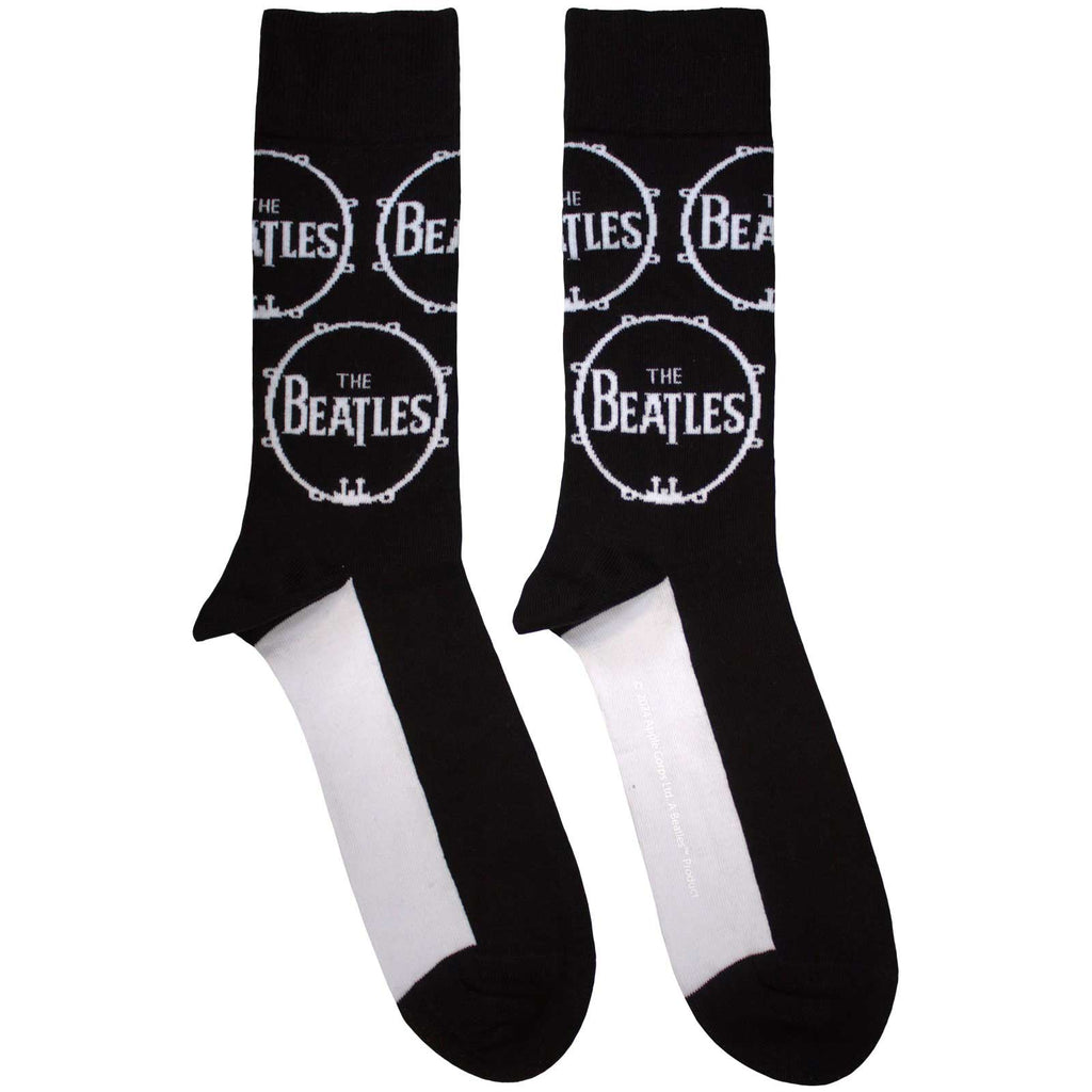 The Beatles Unisex Ankle Socks: Drum Logo Repeat (Black)