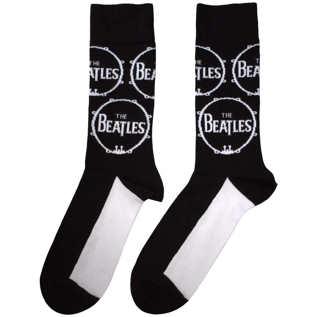 The Beatles Unisex Ankle Socks: Drum Logo Repeat (Black)