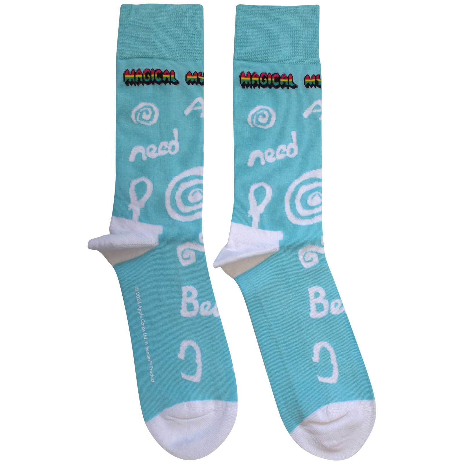 The Beatles Unisex Ankle Socks: Magical Mystery Tour All You Need Is Love (Light Blue)