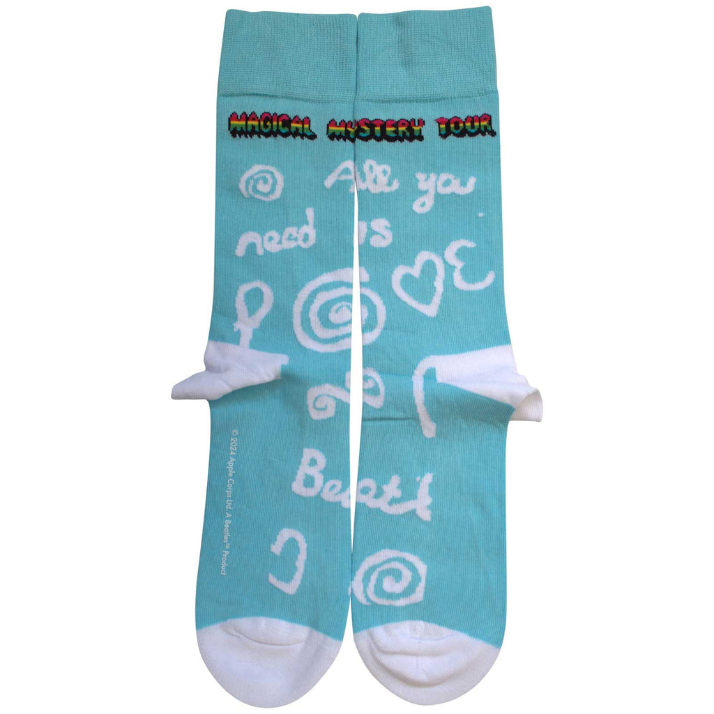 The Beatles Unisex Ankle Socks: Magical Mystery Tour All You Need Is Love (Light Blue)