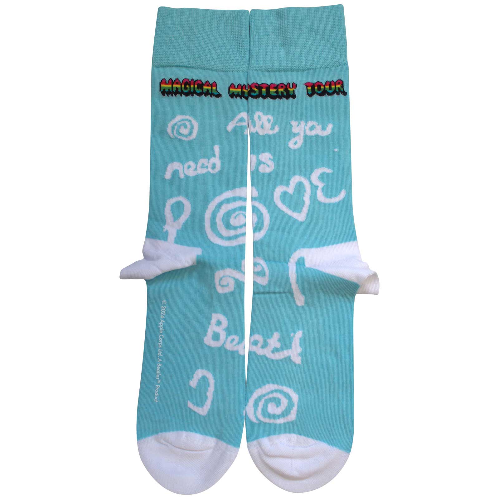 The Beatles Unisex Ankle Socks: Magical Mystery Tour All You Need Is Love (Light Blue)