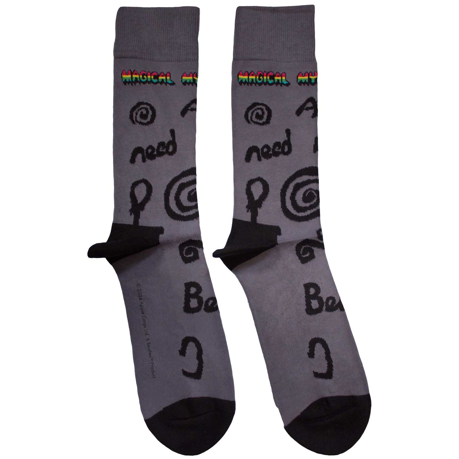 The Beatles Unisex Ankle Socks: Magical Mystery Tour All You Need Is Love (Charcoal Grey)